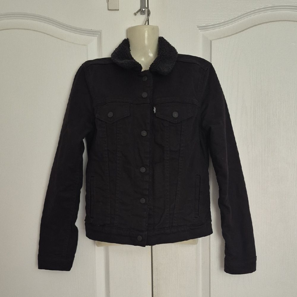 Signature by Levi Strauss Black Jean Jacket with Sherpa Collar